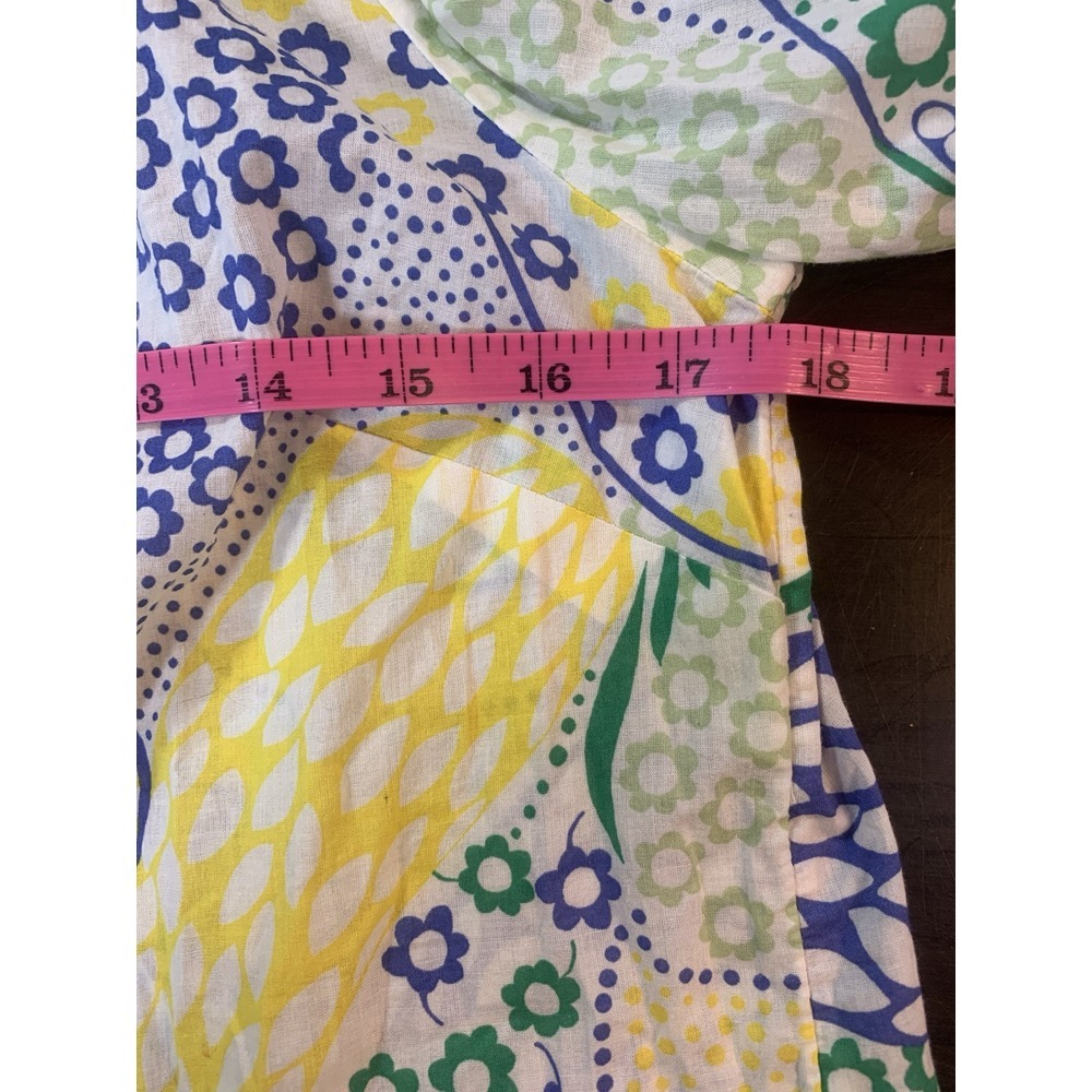 Talbots‎ Shirt Women Small Paisley Smocking Yellow Peasant Button Crochet Boho - Picture 8 of 12